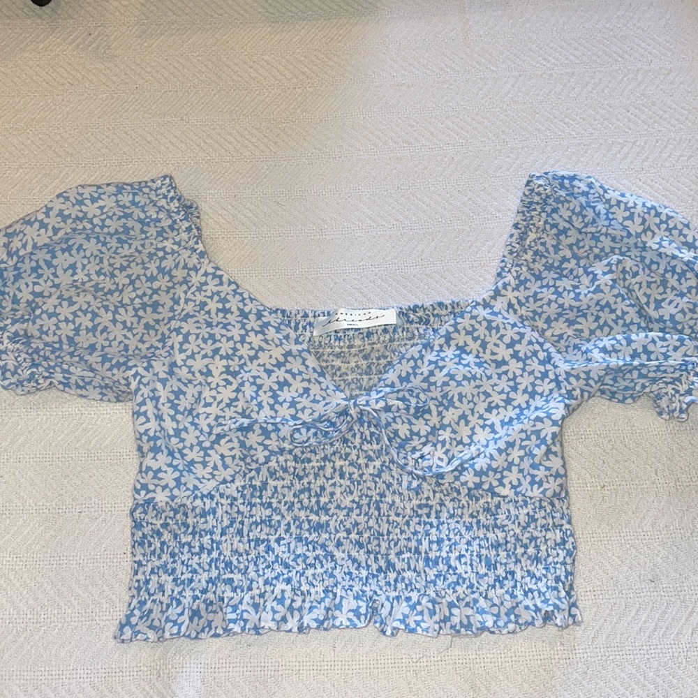 ✿  Floral Cottagecore Peasant Puff Sleeve Crop Blouse - American Threads